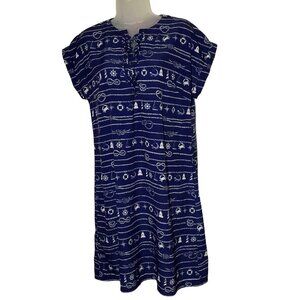 Kaeli Smith Nautical Print Navy Blue Dress S resort wear cruise vacation coverup